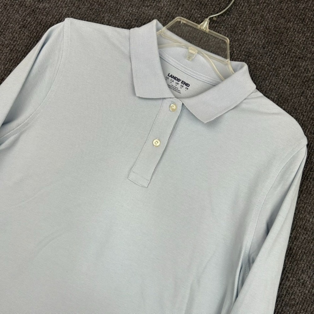 Lands' End Men's Light Blue Long Sleeve Polo Shirt